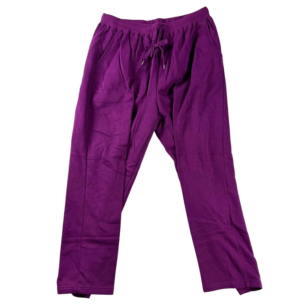 Woman Within Purple Petite Sweatpants Joggers Size 18/20 L Petite Drawstring